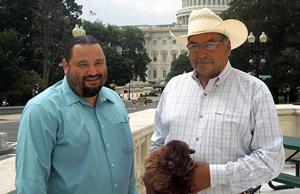 The InterTribal Buffalo Council President (Ervin Carlson â right) and Executive Director (Jim Stone â left) visited Washington, DC, and asked Congress to support making bison the National Mammal of the United States. (July 2012) <b>©WCS</b>